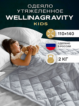 Утяжеленное сенсорное одеяло WELLINAGRAVITY 110х140 серое 2кг WGS-11