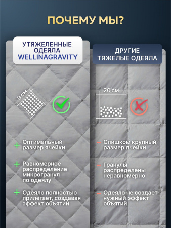 Купить Утяжеленное сенсорное одеяло WELLINAGRAVITY 172х205 серый 8кг WGS-18 по цене  руб.