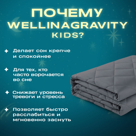 Купить Детское утяжеленное одеяло WELLINAGRAVITY 110х140 темно-серый 4 кг WGS-11 по цене  руб.
